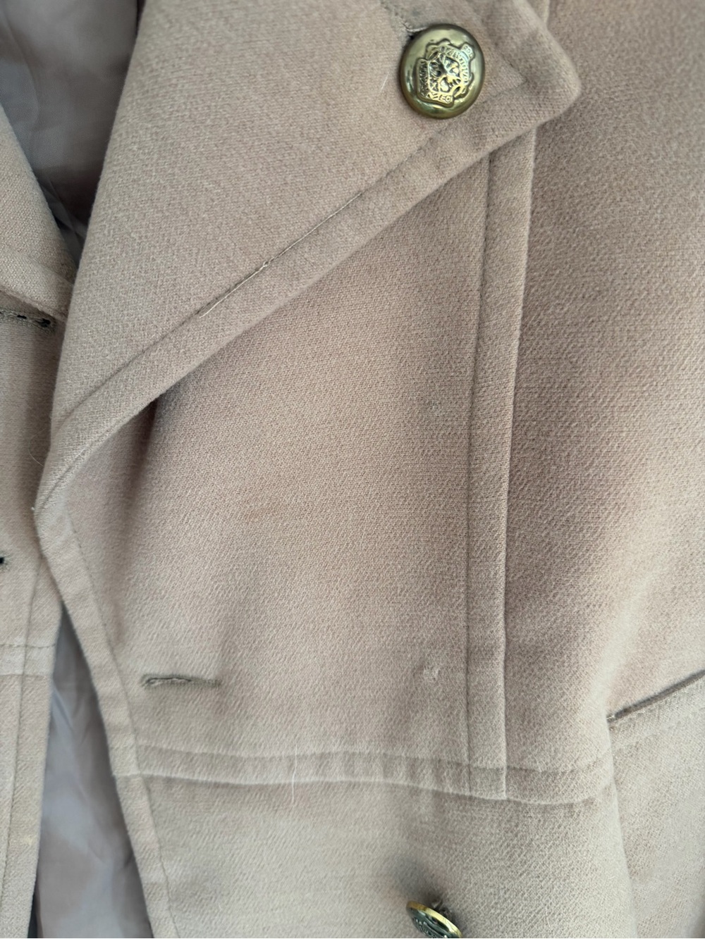 Women's Camel Wool-Blend Peacoat - Picture 5 of 6